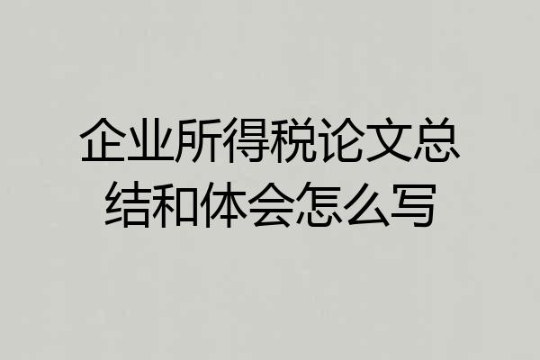 企业所得税论文总结和体会怎么写