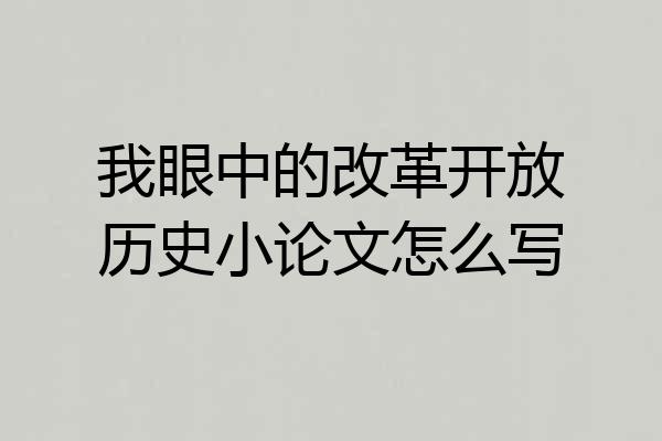 我眼中的改革开放历史小论文怎么写