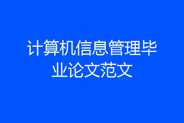 计算机信息管理毕业论文范文