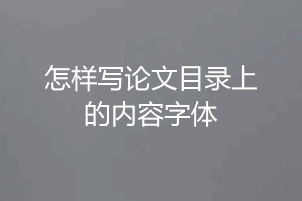 怎样写论文目录上的内容字体