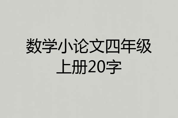 数学小论文四年级上册20字