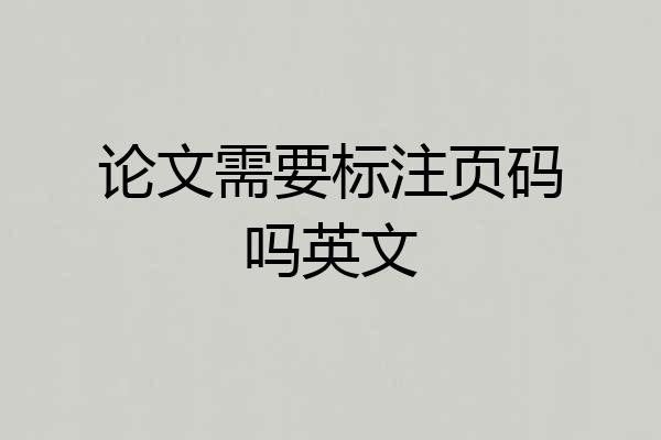 论文需要标注页码吗英文