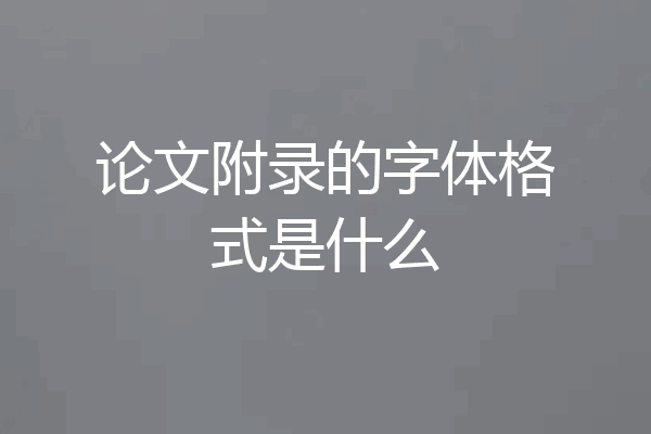 论文附录的字体格式是什么