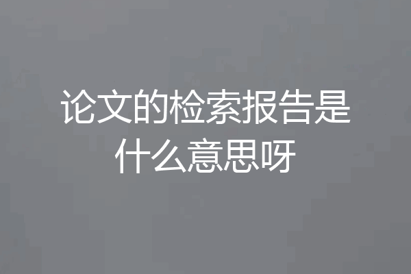 论文的检索报告是什么意思呀