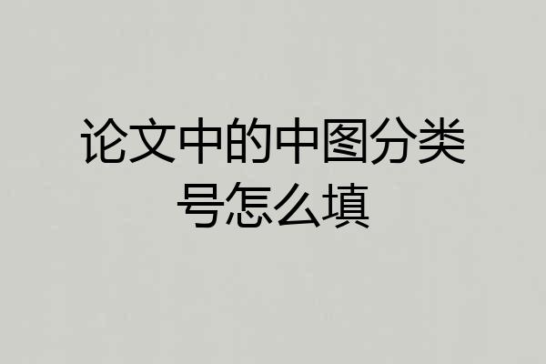 论文中的中图分类号怎么填