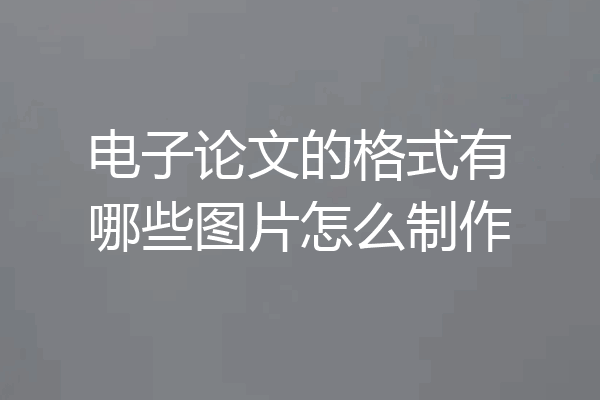 电子论文的格式有哪些图片怎么制作