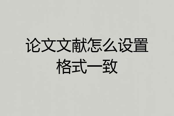 论文文献怎么设置格式一致