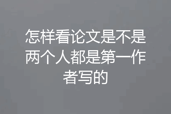 怎样看论文是不是两个人都是第一作者写的