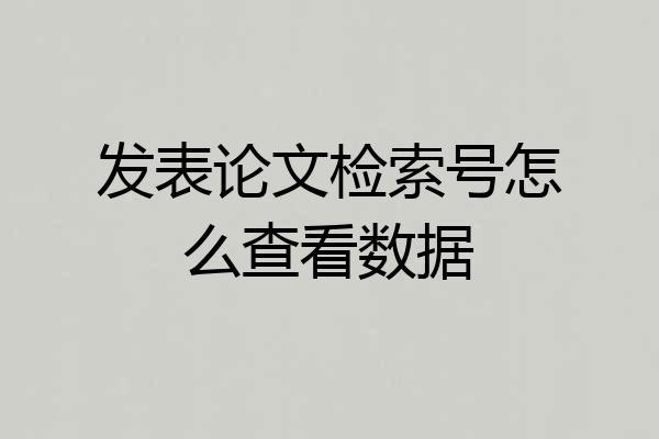 发表论文检索号怎么查看数据