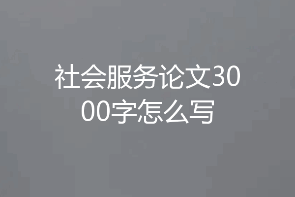 社会服务论文3000字怎么写