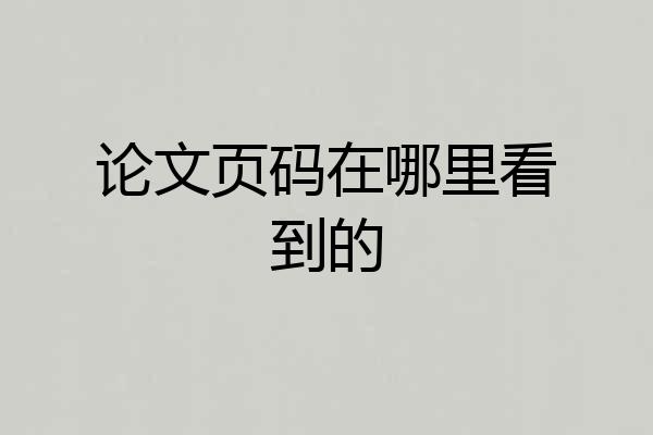 论文页码在哪里看到的