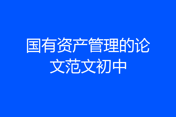 国有资产管理的论文范文初中