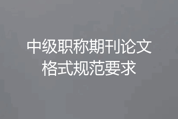中级职称期刊论文格式规范要求