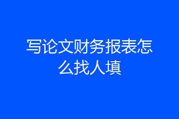 写论文财务报表怎么找人填