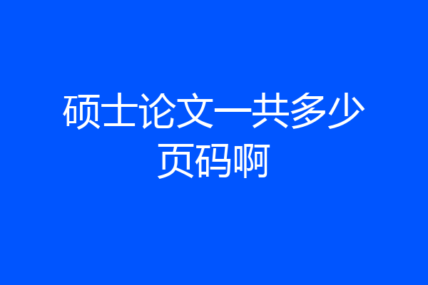 硕士论文一共多少页码啊