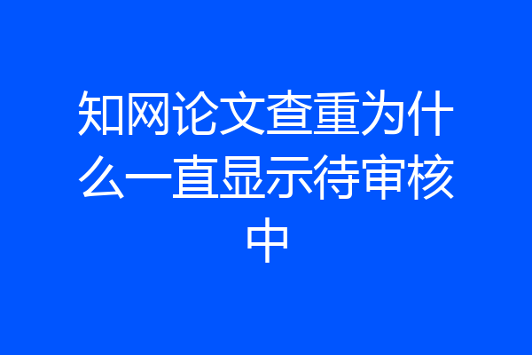 知网论文查重为什么一直显示待审核中