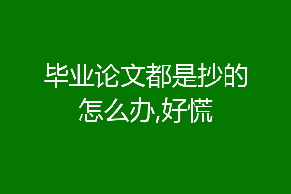 毕业论文都是抄的怎么办,好慌