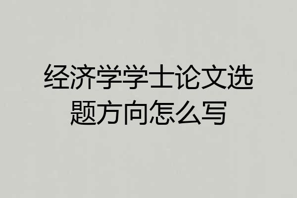 经济学学士论文选题方向怎么写