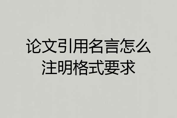 论文引用名言怎么注明格式要求