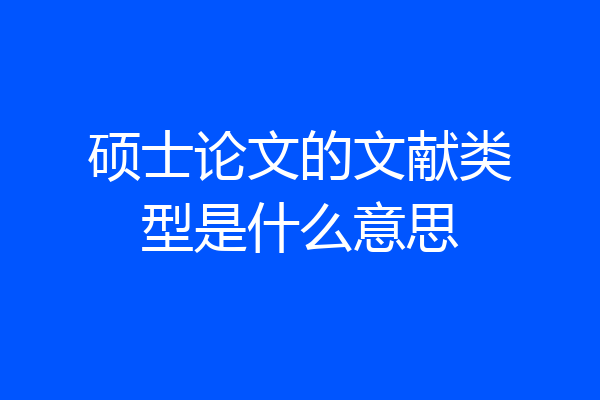 硕士论文的文献类型是什么意思