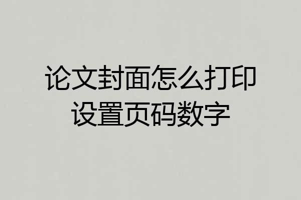 论文封面怎么打印设置页码数字