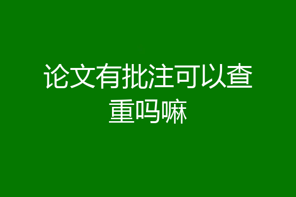 论文有批注可以查重吗嘛