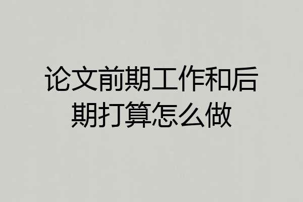 论文前期工作和后期打算怎么做
