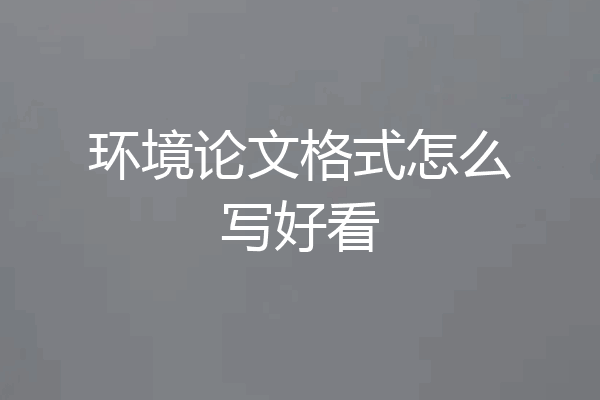环境论文格式怎么写好看