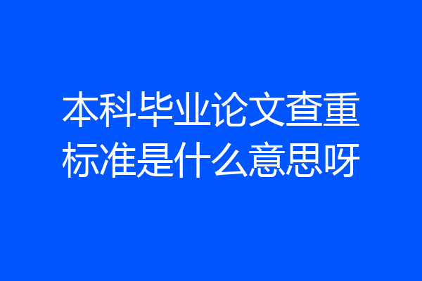 本科毕业论文查重标准是什么意思呀
