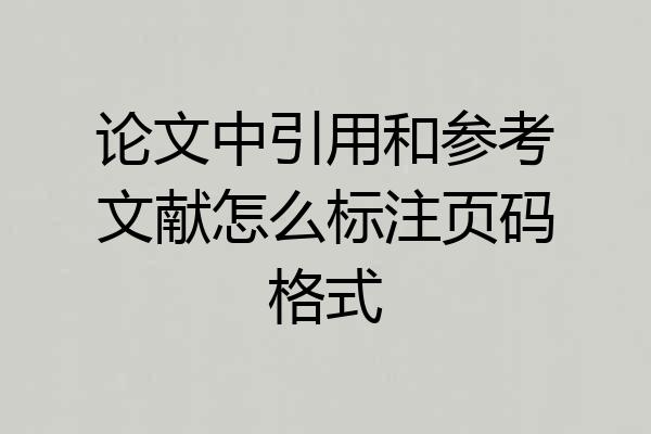 论文中引用和参考文献怎么标注页码格式