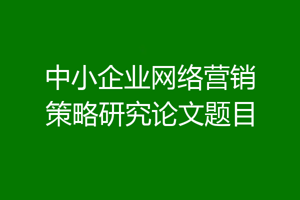 中小企业网络营销策略研究论文题目