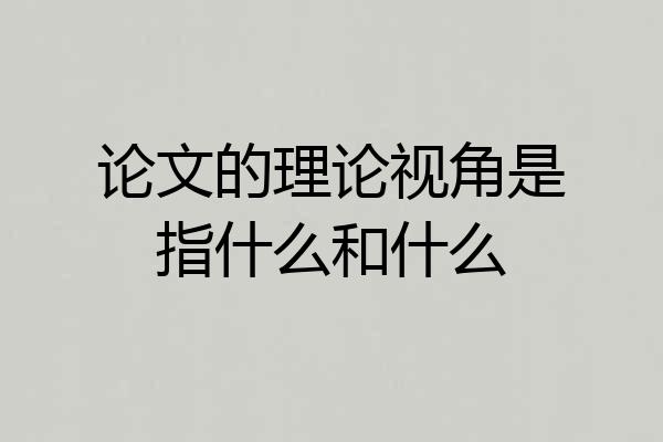 论文的理论视角是指什么和什么