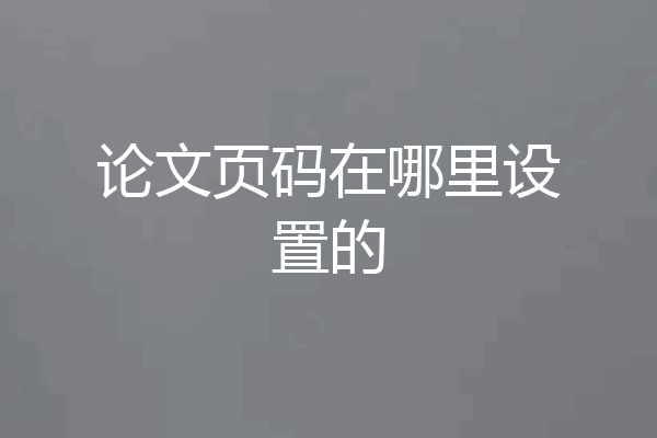 论文页码在哪里设置的