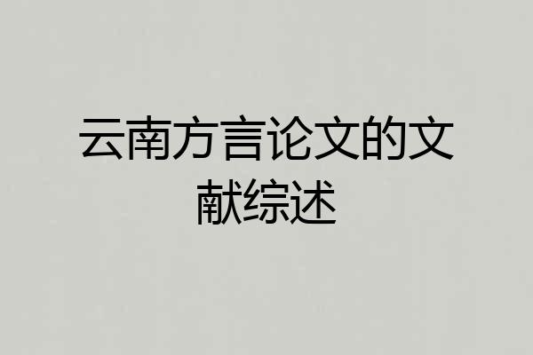 云南方言论文的文献综述