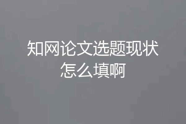 知网论文选题现状怎么填啊