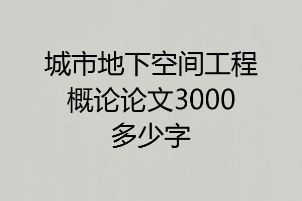 城市地下空间工程概论论文3000多少字