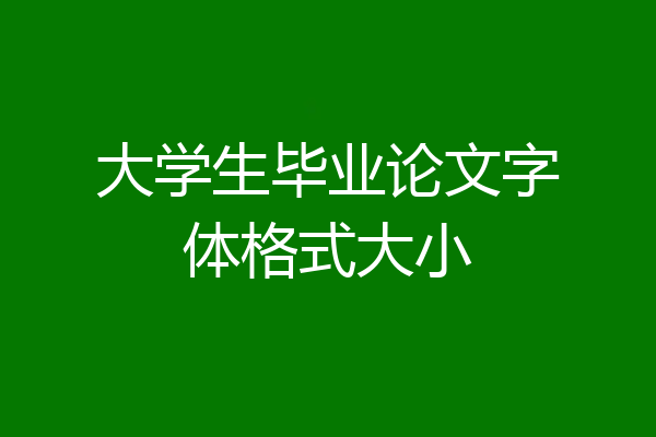 大学生毕业论文字体格式大小