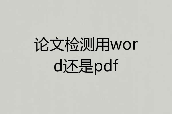 论文检测用word还是pdf