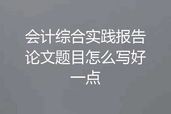 会计综合实践报告论文题目怎么写好一点