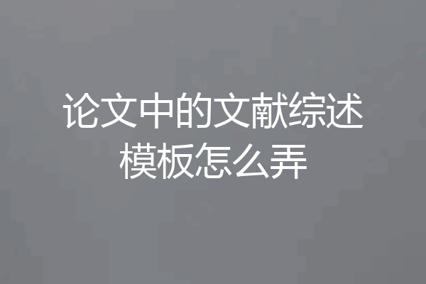 论文中的文献综述模板怎么弄