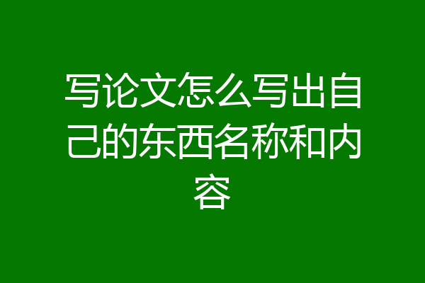 写论文怎么写出自己的东西名称和内容