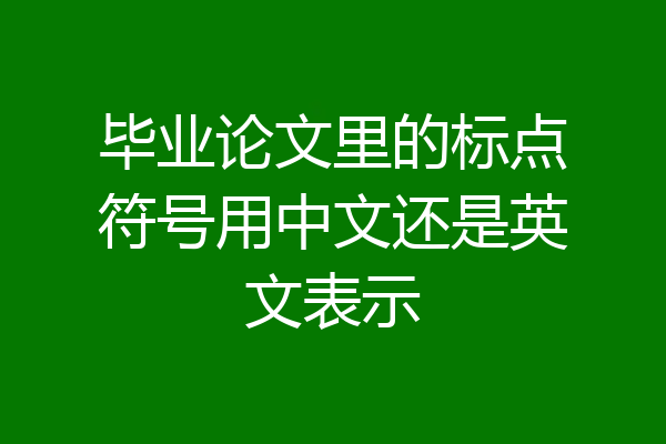毕业论文里的标点符号用中文还是英文表示