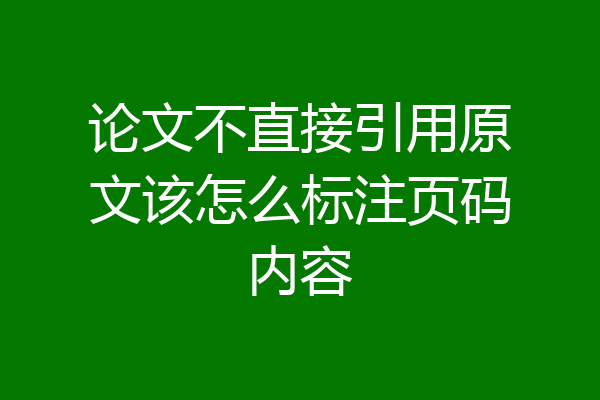 论文不直接引用原文该怎么标注页码内容
