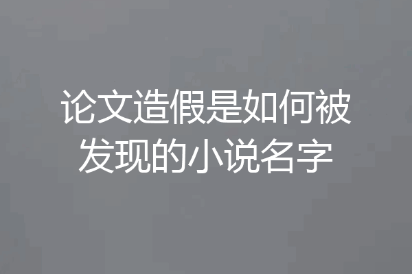 论文造假是如何被发现的小说名字