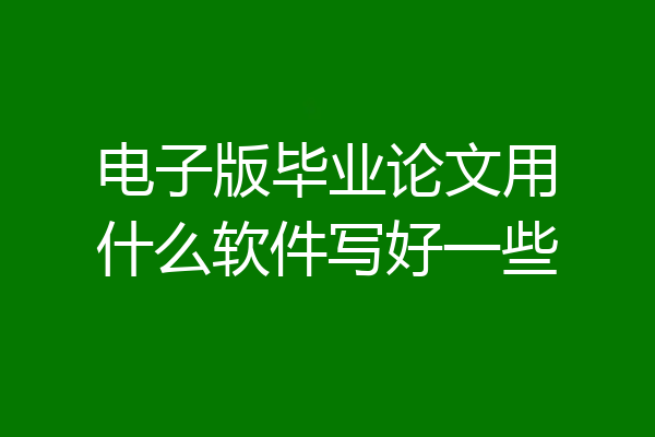 电子版毕业论文用什么软件写好一些