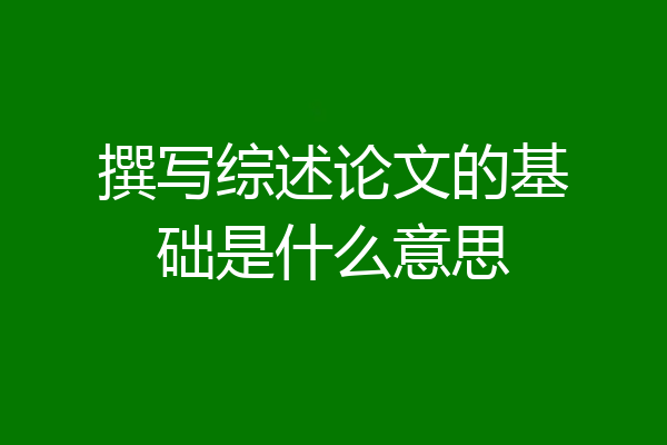 撰写综述论文的基础是什么意思