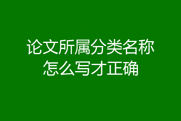 论文所属分类名称怎么写才正确