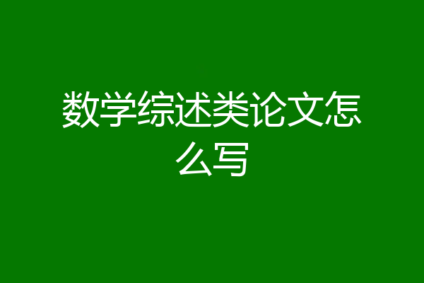 数学综述类论文怎么写