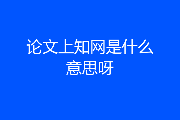 论文上知网是什么意思呀
