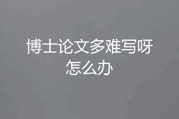 博士论文多难写呀怎么办